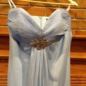 EUC sz 6 Alyce light blue chiffon strapless gown